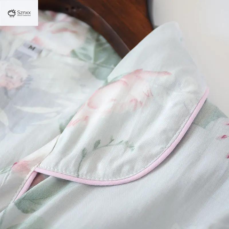 Floral Viscose Silk Loungewear Long-sleeve Pajama Set