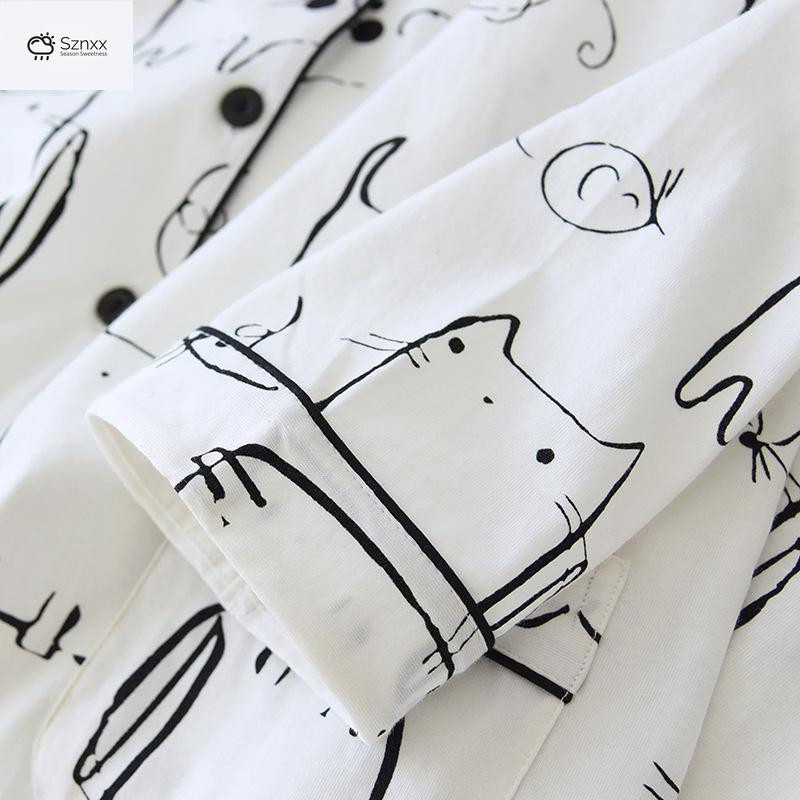 Cozy Cotton Cartoon Print Long-sleeve Pajama Set