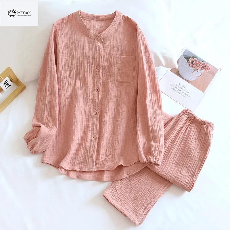 Couple’s Crepe Cotton Long-sleeve Pajama Set