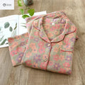 Floral Crepe Cotton Long-sleeve Pajama Lounge Set