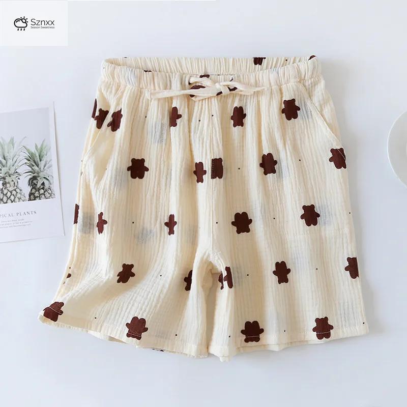 Womens Loose Cotton Crepe Pajama Shorts Summer Essentials