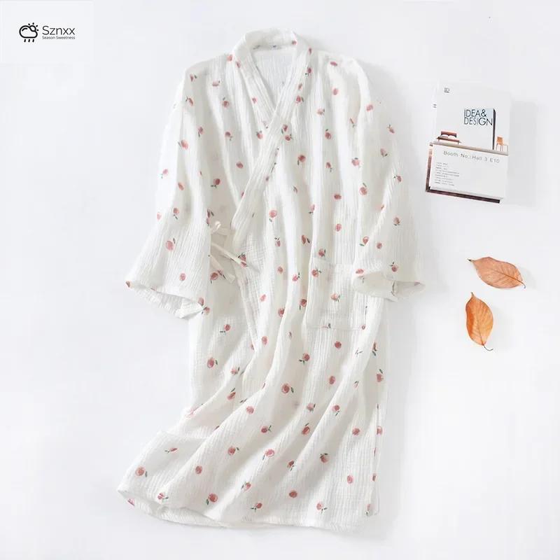 Japanese Cotton Crepe Kimono Style Bathrobe