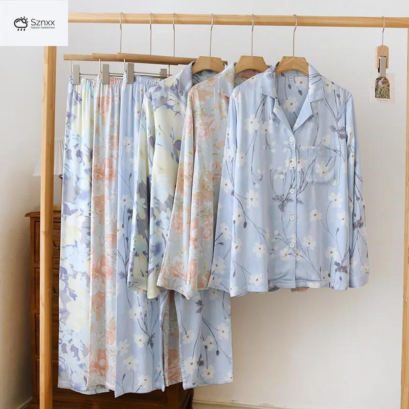 Silky Floral Cotton Pajama Lounge Set