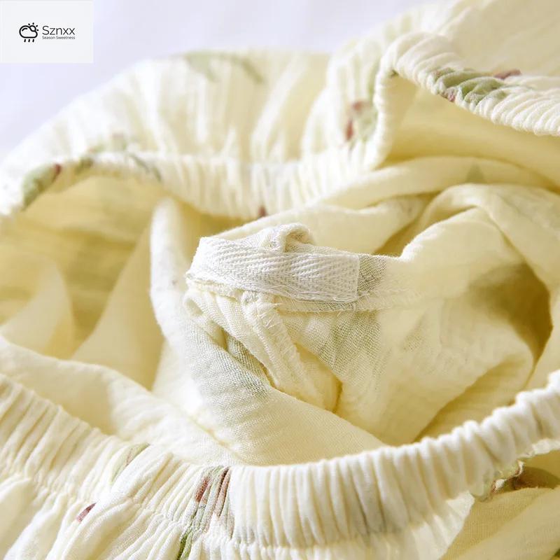 Soft Cotton Crepe Pajama Set With Chest Pads