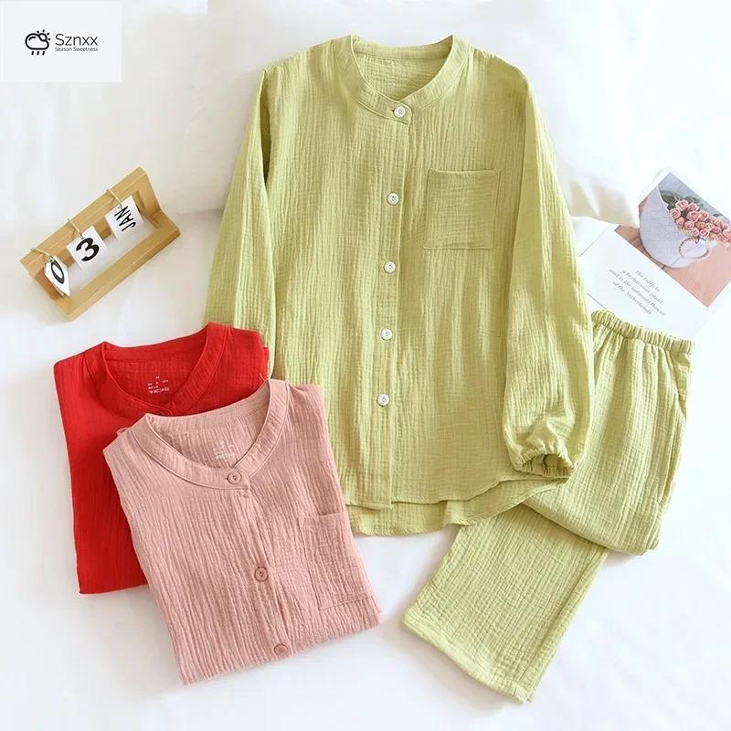 Couple’s Crepe Cotton Long-sleeve Pajama Set