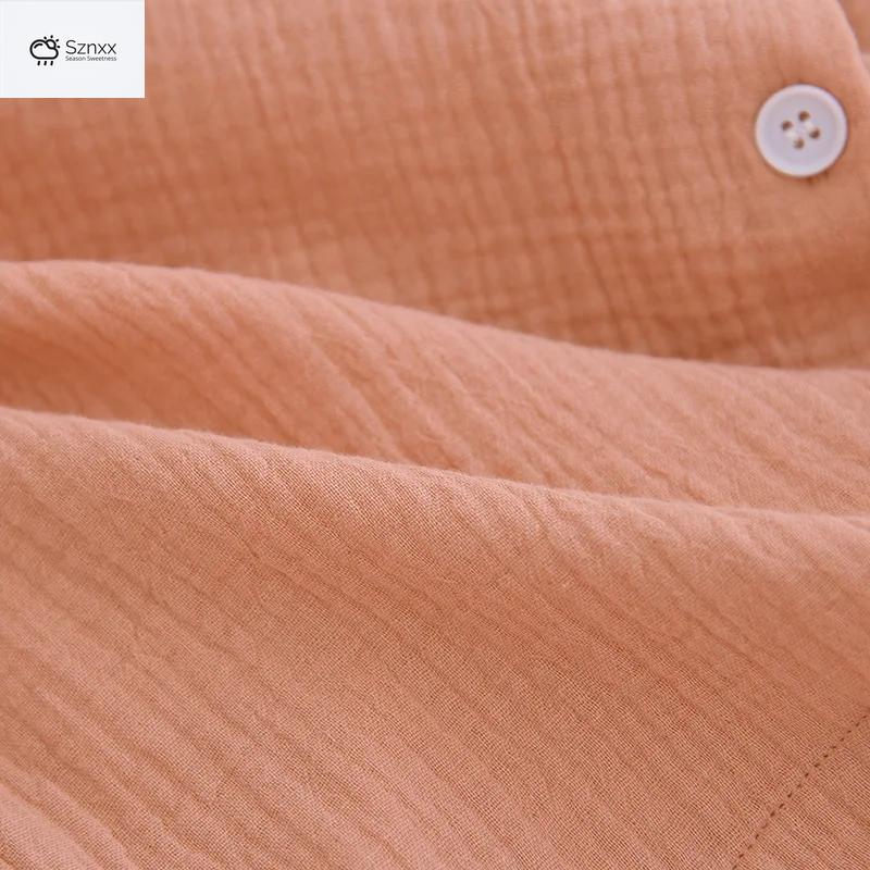 Soft Cotton Crepe Long-sleeve Pajama Lounge Set