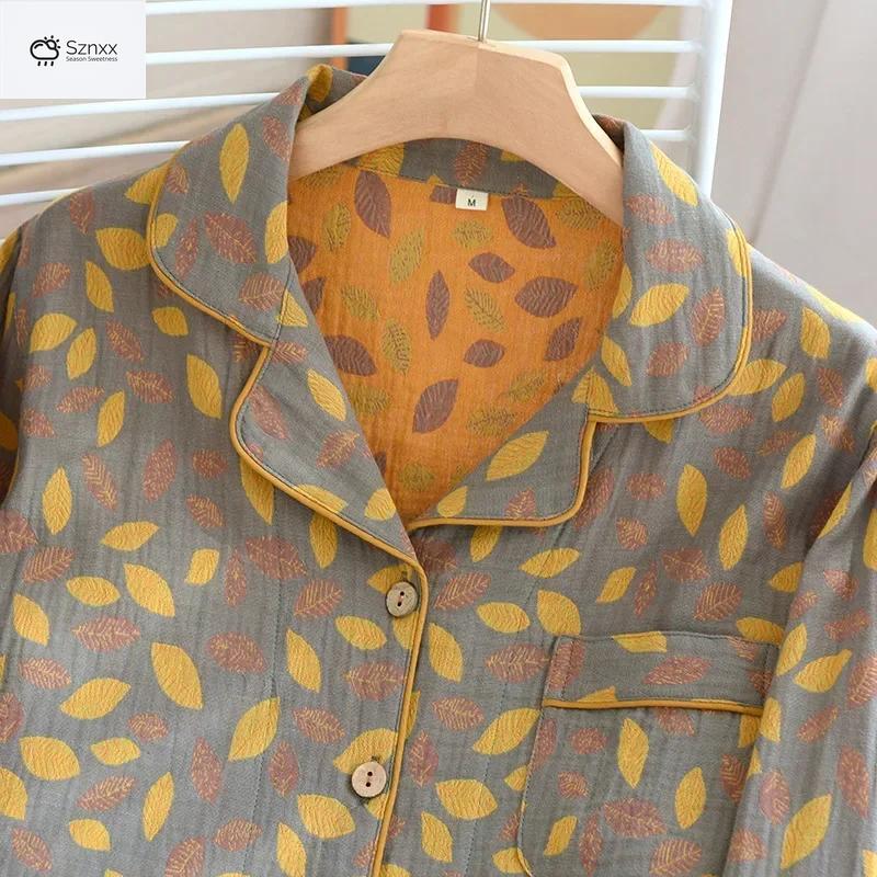 Retro Crepe Cotton Lapel Pajama Set