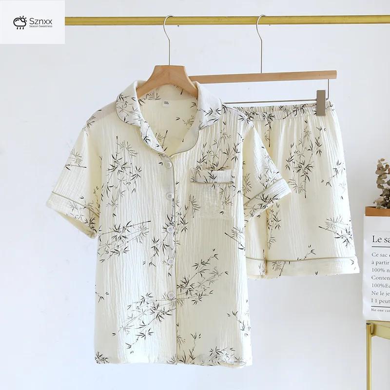 Couple Breathable Cotton Short-sleeve Pajama Set