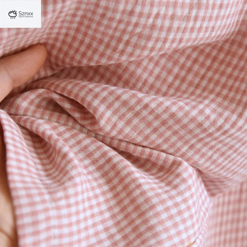 Checkered Cotton Gauze Couple Pajama Set