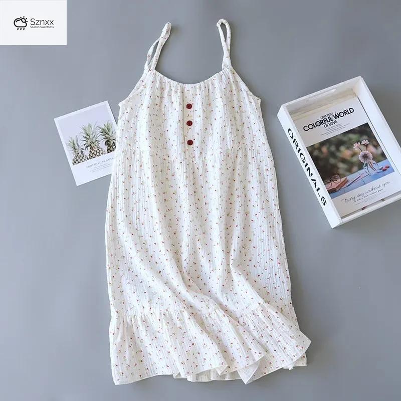 Cotton Suspender Cartoon Nightdress Plus Size Skirt