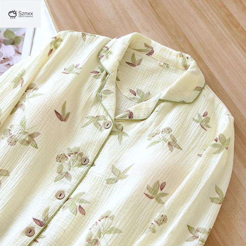 Soft Cotton Crepe Pajama Set With Chest Pads