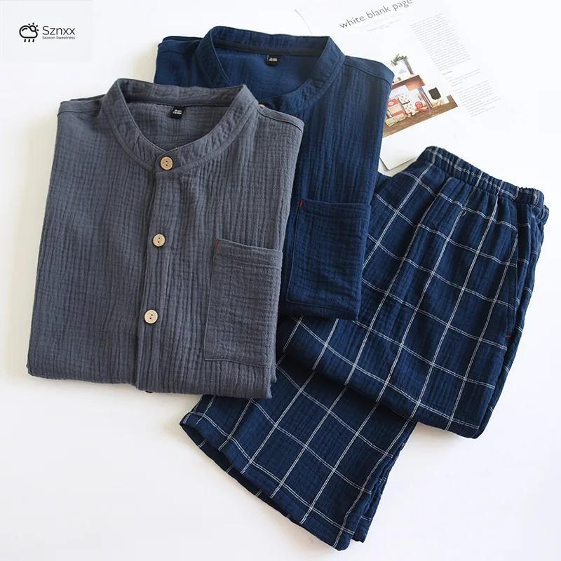 Japanese Cotton Crepe Couple Pajama Set Long-sleeve