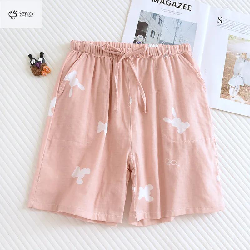 Double-layer Gauze Cotton Summer Pajama Shorts