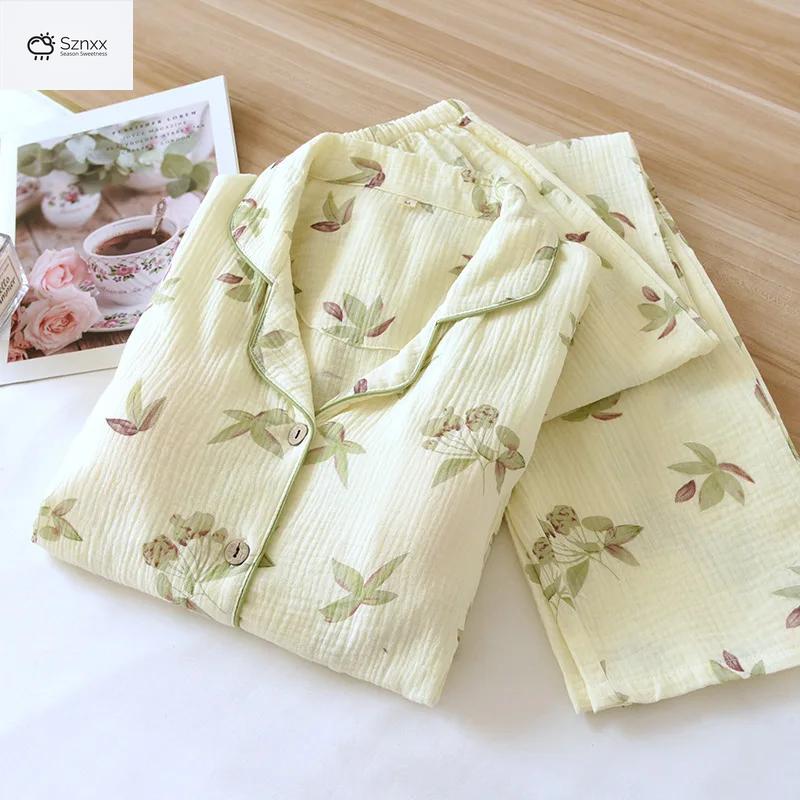 Soft Cotton Crepe Pajama Set With Chest Pads