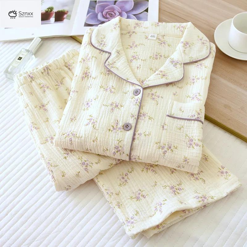 Soft Lavender Cotton Long-sleeve Pajama Set Plus