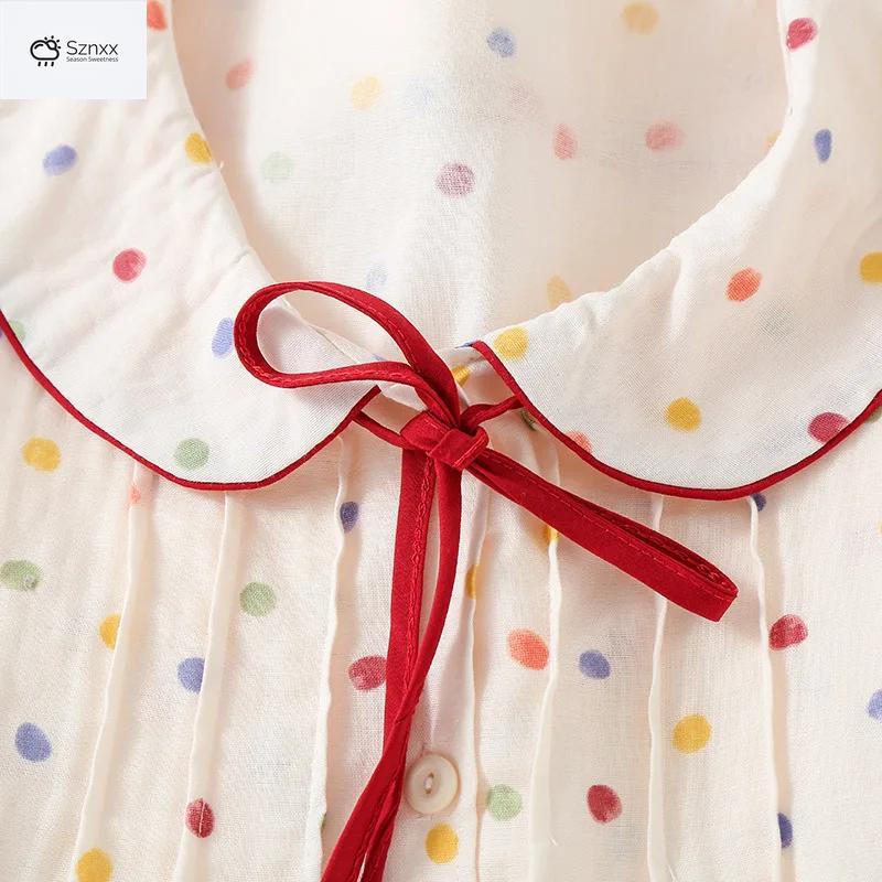 Soft Cotton Gauze Doll Collar Pajama Set