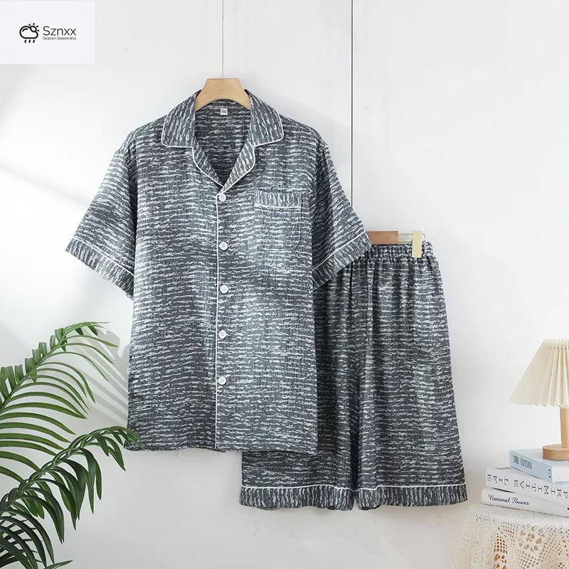 Soft Cotton Couple Summer Pajama Shorts Set
