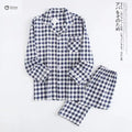 Soft Cotton Gauze Plaid Couple Pajama Set