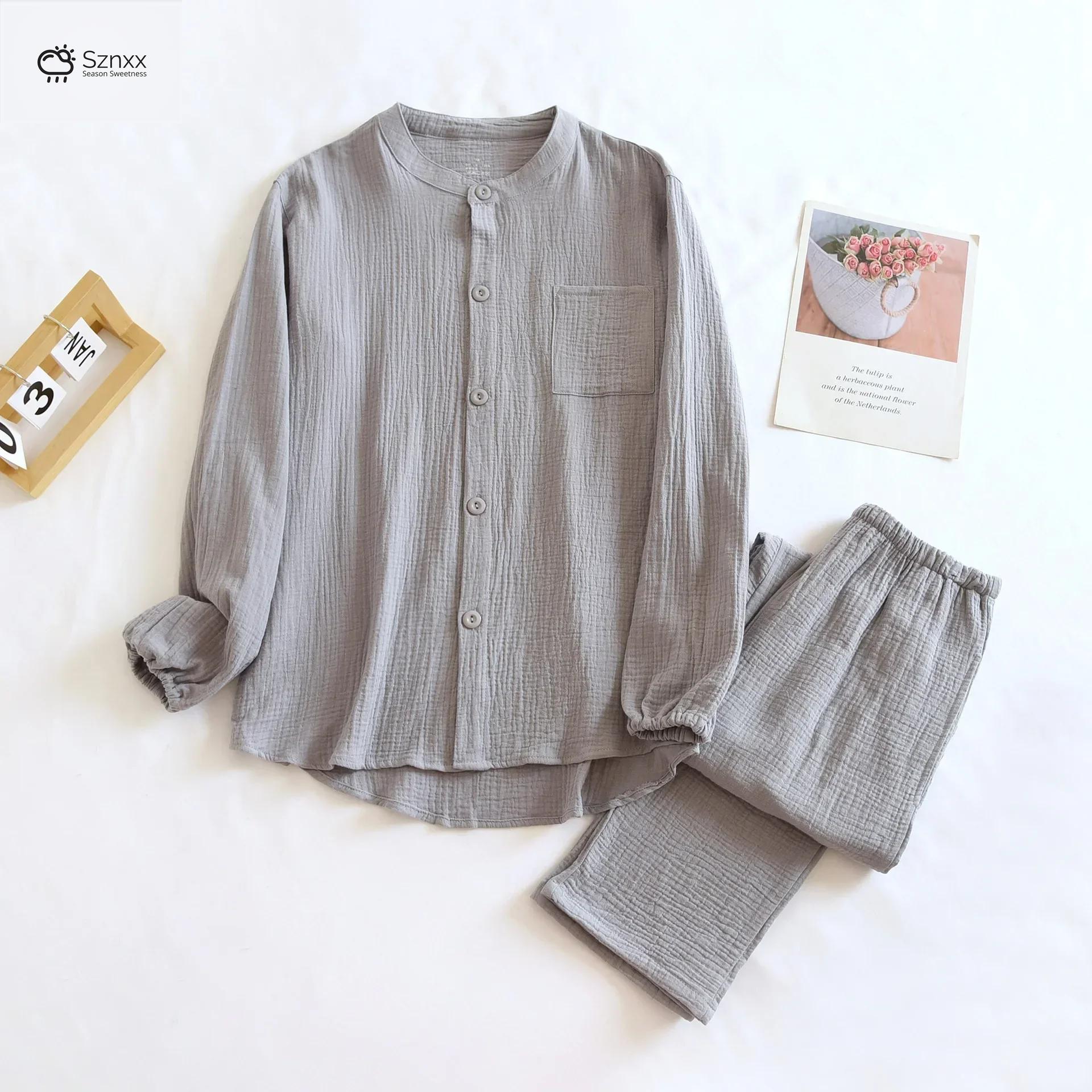 Couple’s Crepe Cotton Long-sleeve Pajama Set