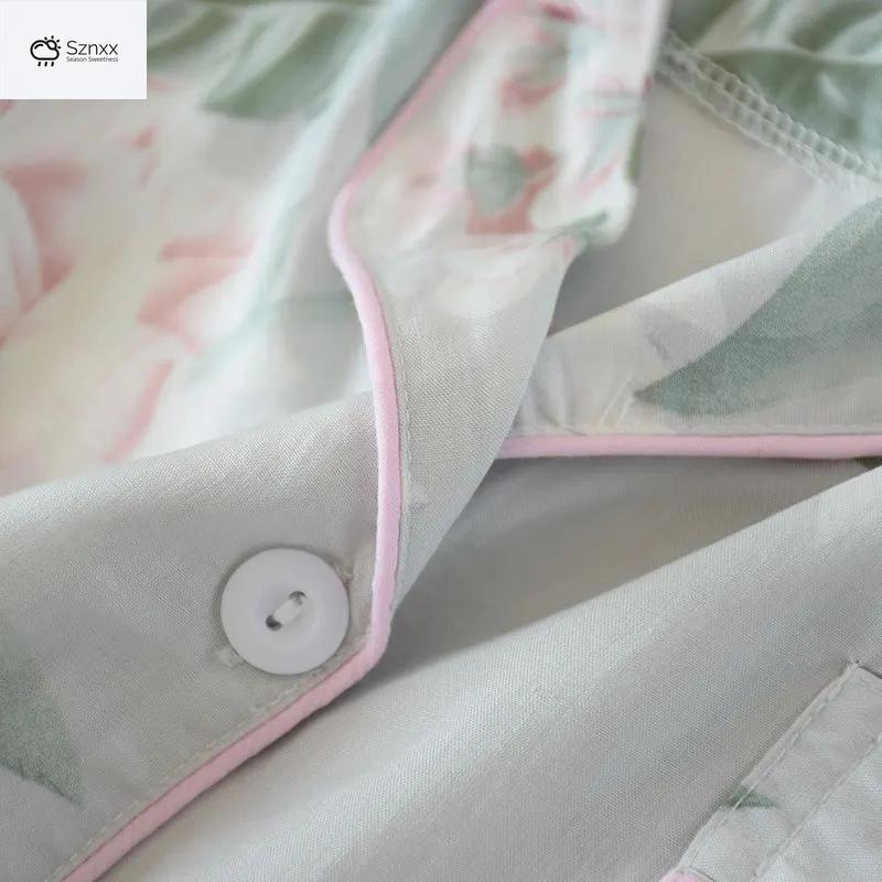 Floral Viscose Silk Loungewear Long-sleeve Pajama Set
