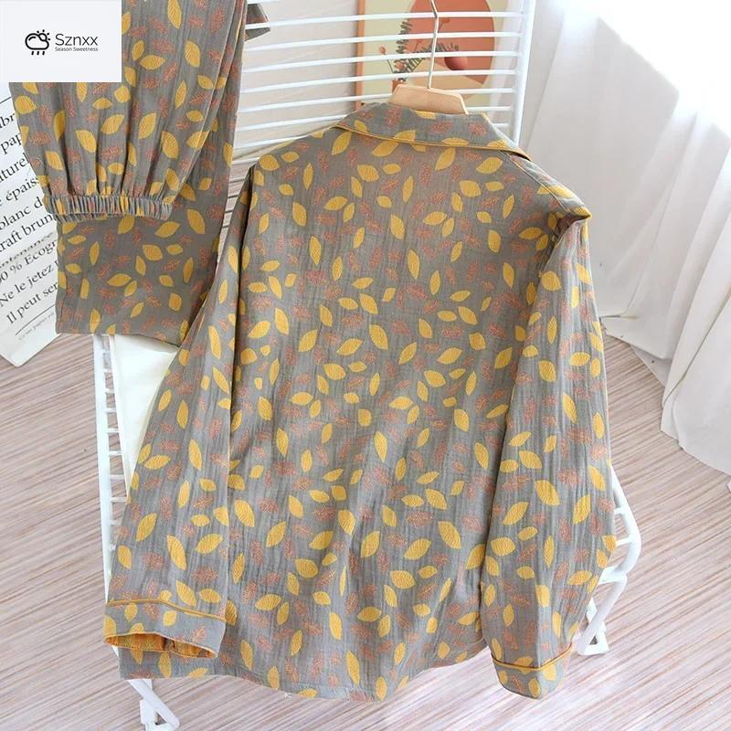 Retro Crepe Cotton Lapel Pajama Set
