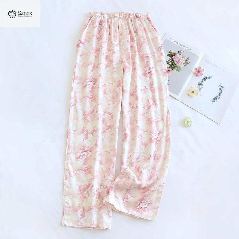 Printed Viscose Wide-leg Sleep Lounge Pants