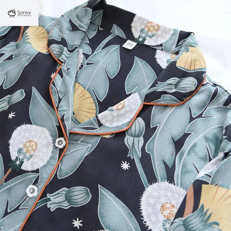 Floral Viscose Long-sleeve Trousers And Cardigan Set