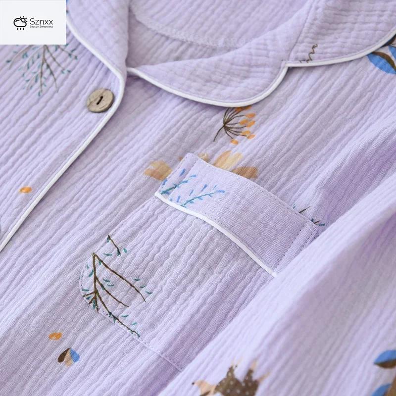 Soft Lavender Cotton Long-sleeve Pajama Set Plus