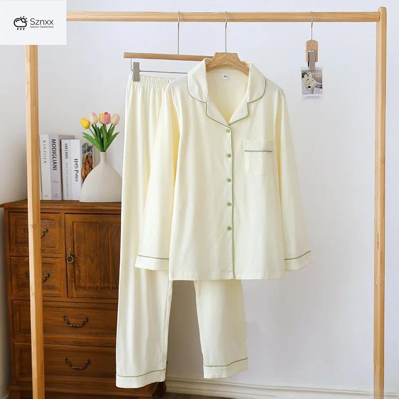 Soft Knit Cotton Long-sleeve Pajama Lounge Set