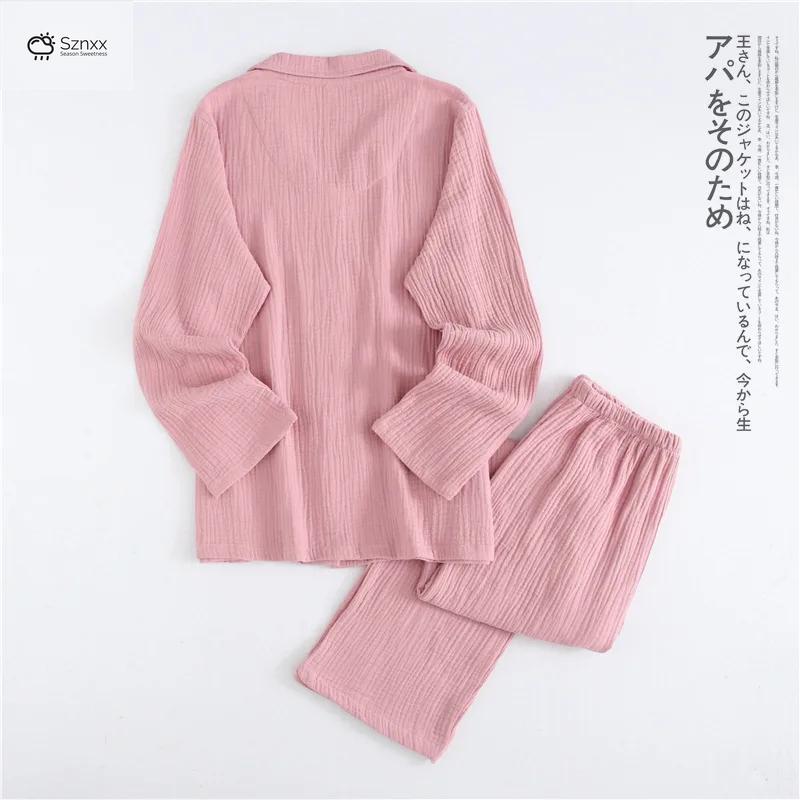 Cotton Crepe Couple Long-sleeve Pajama Set