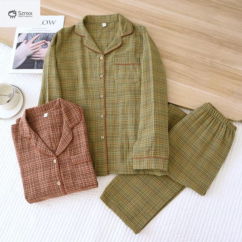 Womens Breathable Cotton Loose Pajama Lounge Set