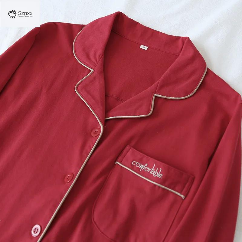 Cozy Cotton Couple Knit Pajama Set Red