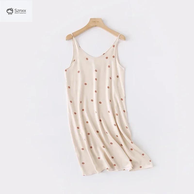 Printed Viscose Camisole Skirt Sleeveless Summer Nightdress