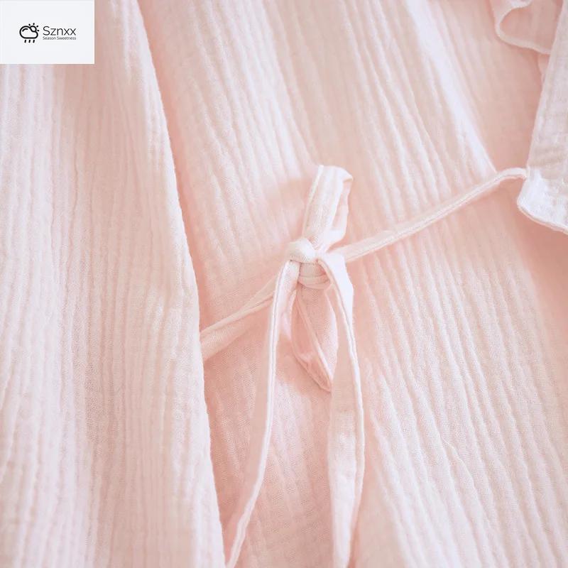 Japanese Cotton Crepe Kimono Pajama Two-piece Set