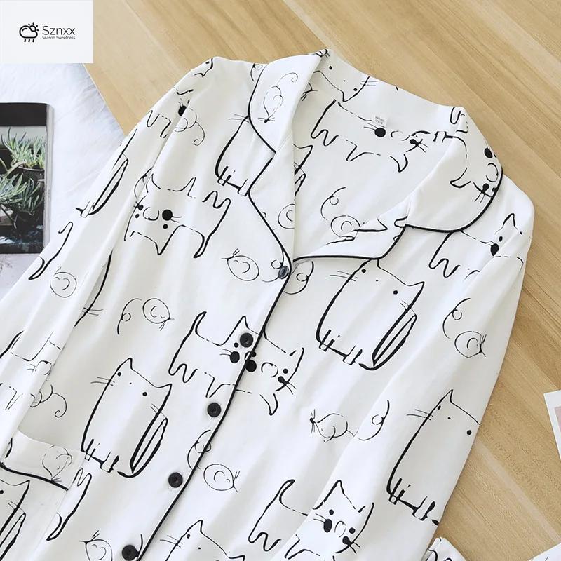 Cozy Cotton Cartoon Print Long-sleeve Pajama Set