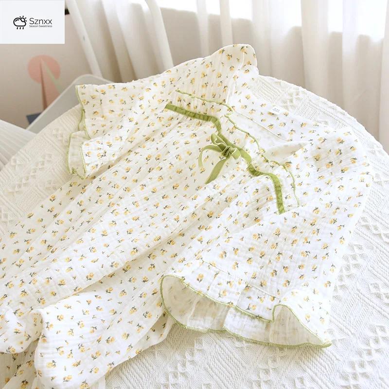 Floral Cotton Crepe Short Sleeve Summer Nightdress