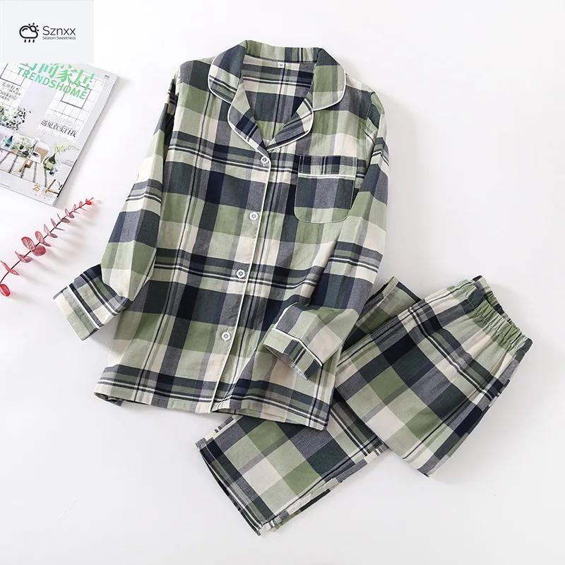 Soft Cotton Gauze Couple Pajama Set Plus Size