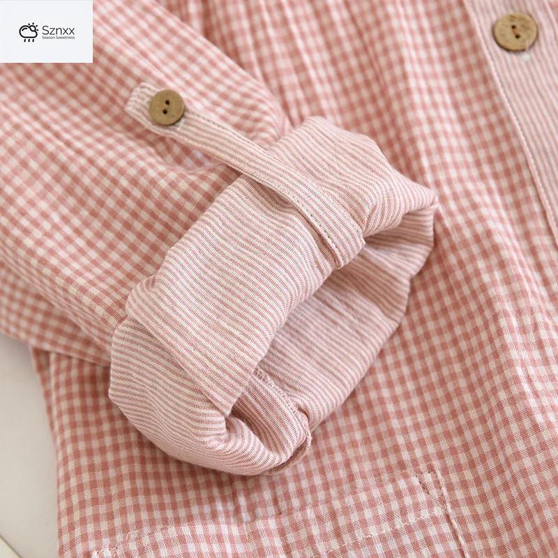 Womens Cotton Plaid Long-sleeve Pajama Set
