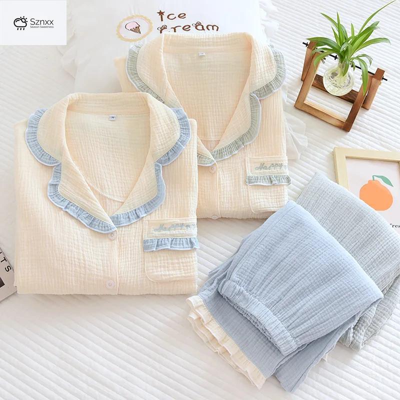 Womens Cotton Crepe Pajama Loungewear Set