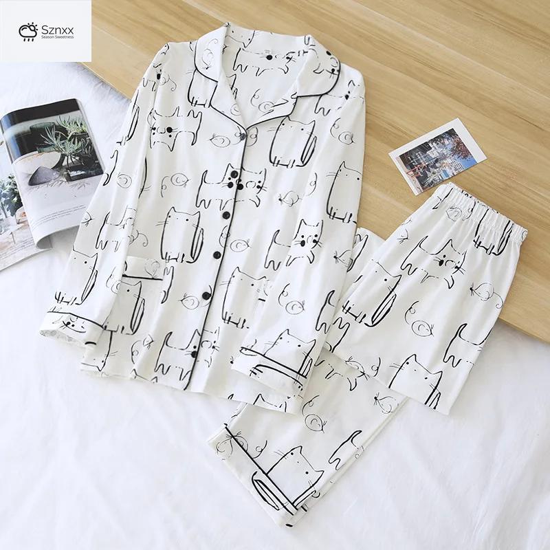 Cozy Cotton Cartoon Print Long-sleeve Pajama Set