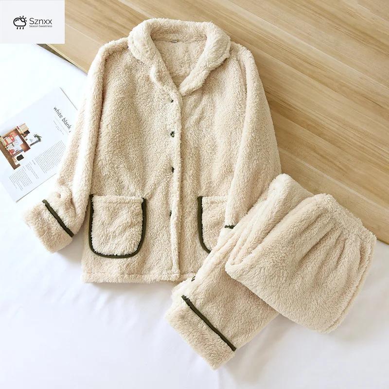 Cozy Flannel Couple Lounge Set With Thickened Fleece