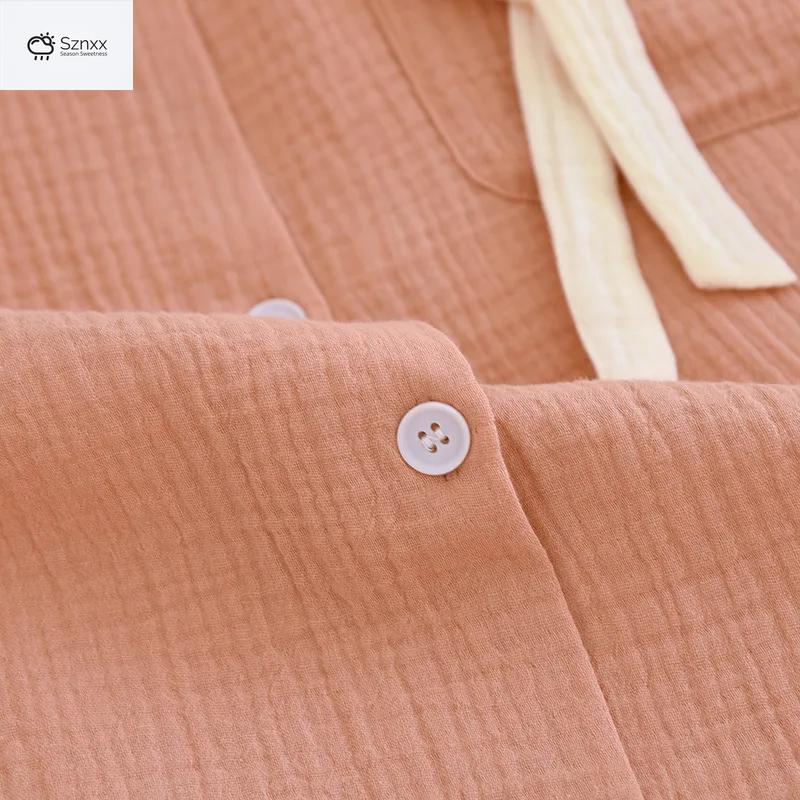 Soft Cotton Crepe Long-sleeve Pajama Lounge Set