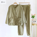 Womens Velvet V-neck Long Sleeve Pajama Lounge Set