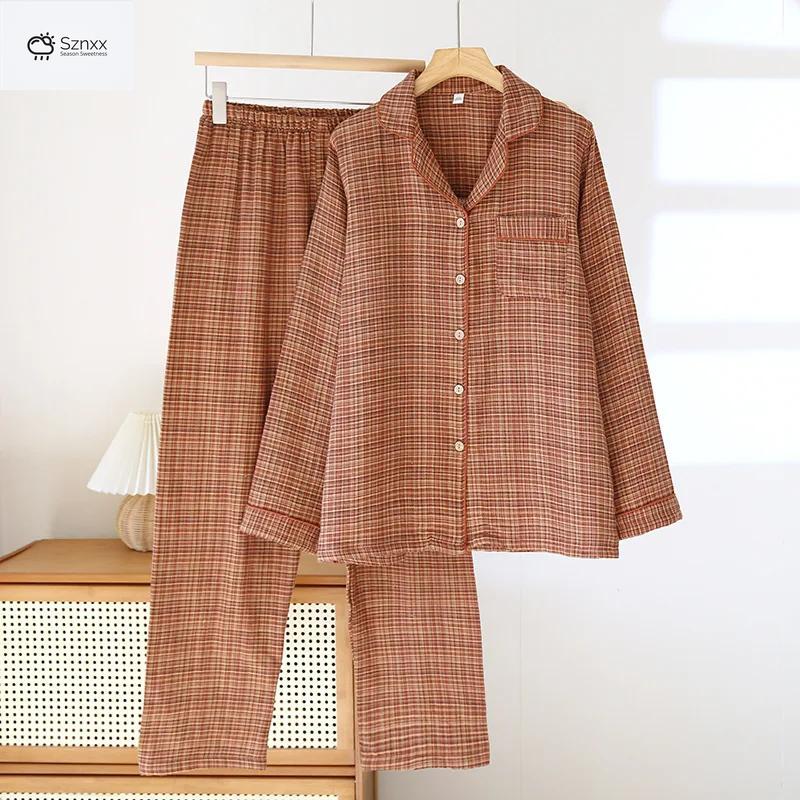 Womens Breathable Cotton Loose Pajama Lounge Set