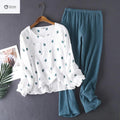 Japanese Crepe Cotton Long-sleeve Lounge Pajama Set