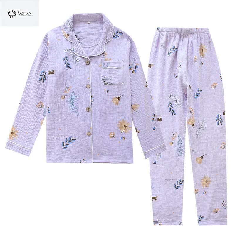 Soft Lavender Cotton Long-sleeve Pajama Set Plus