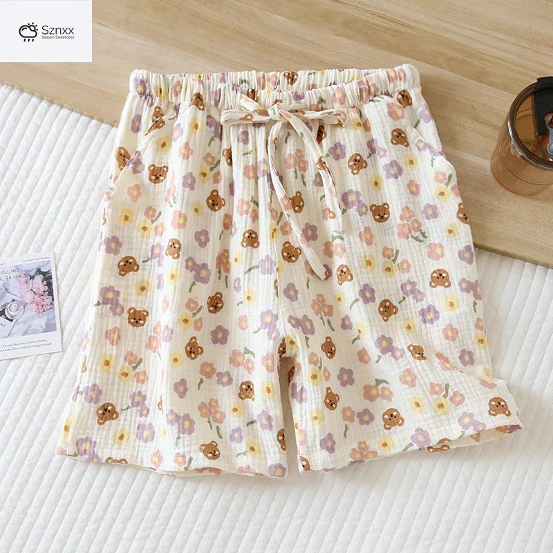 Womens Loose Cotton Crepe Pajama Shorts Summer Essentials