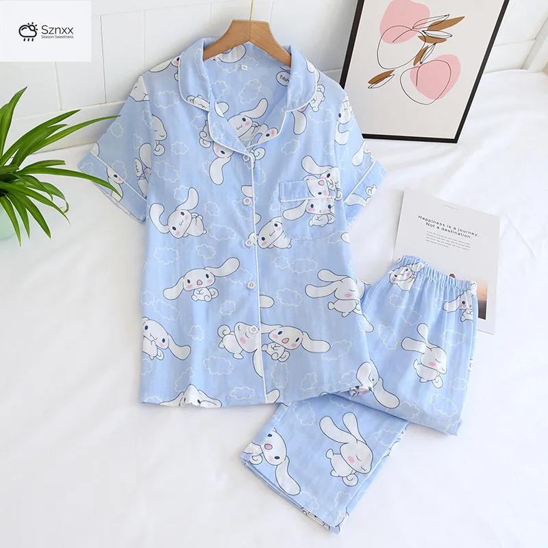 Floral Cotton Gauze Short-sleeve Pajama Set