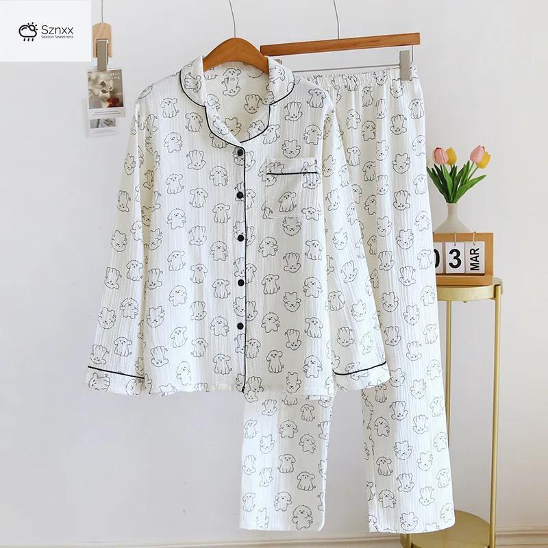 Soft Cotton Crepe Printed Pajama Set For Women