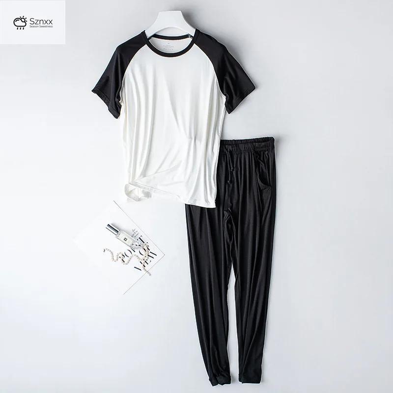Womens Modal Short-sleeve Pajama Set Lightweight Breathable